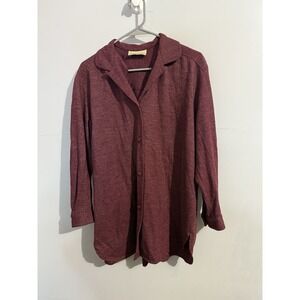 Vintage Dane Lewis Knit Burgundy Wool Blend Button Down Sweater Women's Size M